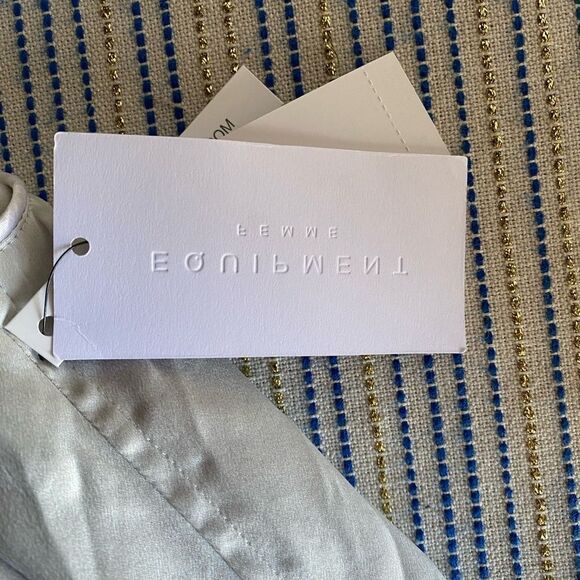 Equipment Bomber Jacket Womens  Sz XS Silk  Light Gray Back Embroidered NWT - Picture 16 of 16